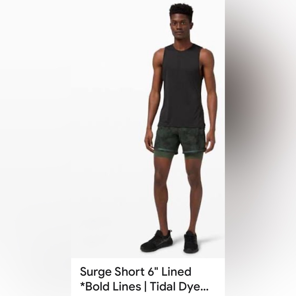 lululemon athletica Surge 6" Short in Tidal Dye Smoked Spruce Black M